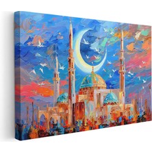 Artarilion Yatay Kanvas Tablo Cami ve Ay Modern Duvar Tablosu Kanvas Salon Ofis Tablosu