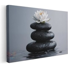 Artarilion Yatay Kanvas Tablo Zen Spa Taslari Lotus Modern Duvar Tablosu Kanvas Salon Ofis Tablosu