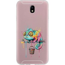 PrintiFy Samsung Galaxy J7 Pro ile Uyumlu Splash Bukalemun Tasarımlı Slimfit Şeffaf Silikon Kılıf