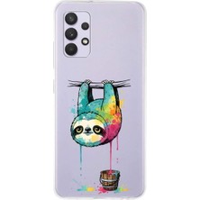 PrintiFy Samsung Galaxy A13 ile Uyumlu Splash Tembel Hayvan Tasarımlı Slimfit Şeffaf Silikon Kılıf
