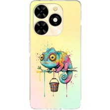 PrintiFy Tecno Spark Go 2024 ile Uyumlu Splash Bukalemun Tasarımlı Şeffaf Silikon Kılıf