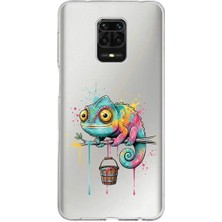 PrintiFy Redmi Note 9s ile Uyumlu Splash Bukalemun Tasarımlı Slimfit Şeffaf Silikon Kılıf