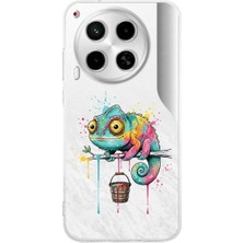 PrintiFy Tecno Camon 30 5g ile Uyumlu Splash Bukalemun Tasarımlı Şeffaf Silikon Kılıf