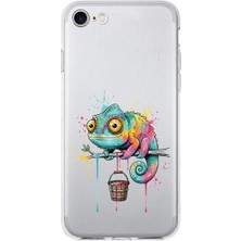 PrintiFy iPhone 8 ile Uyumlu Splash Bukalemun Tasarımlı Slimfit Şeffaf Silikon Kılıf