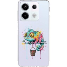PrintiFy Redmi Note 13 Pro 5g ile Uyumlu Splash Bukalemun Tasarımlı Şeffaf Silikon Kılıf