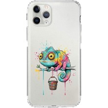 PrintiFy iPhone 11 Pro ile Uyumlu Splash Bukalemun Tasarımlı Şeffaf Silikon Kılıf