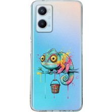 PrintiFy Oppo A96 ile Uyumlu Splash Bukalemun Tasarımlı Slimfit Şeffaf Silikon Kılıf