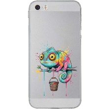 PrintiFy iPhone 5 Se ile Uyumlu Splash Bukalemun Tasarımlı Şeffaf Silikon Kılıf