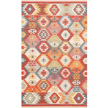 Kalesta Halı Ürgüp 01 Multy %100 Pamuk ile Üretilen Etnik Desenlere Sahip Yıkanabilir Çift Taraflı Ince Yıkanabilir Kilim