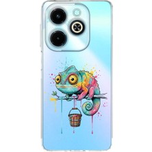 PrintiFy Infinix Hot 40I ile Uyumlu Splash Bukalemun Tasarımlı Şeffaf Silikon Kılıf