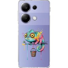 PrintiFy Redmi Note 13 4g ile Uyumlu Splash Bukalemun Tasarımlı Şeffaf Silikon Kılıf