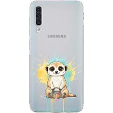 PrintiFy Samsung Galaxy A50S ile Uyumlu Splash Mirket Tasarımlı Şeffaf Silikon Kılıf