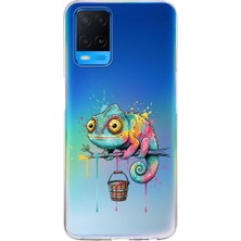 PrintiFy Oppo A54 4g ile Uyumlu Splash Bukalemun Tasarımlı Slimfit Şeffaf Silikon Kılıf
