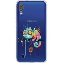 PrintiFy Samsung Galaxy M10 ile Uyumlu Splash Bukalemun Tasarımlı Şeffaf Silikon Kılıf