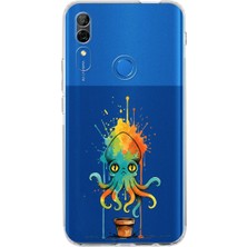 PrintiFy Huawei Y9 Prime 2019 ile Uyumlu Splash Bukalemun Tasarımlı Şeffaf Silikon Kılıf