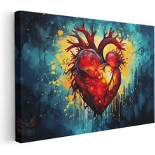 Artarilion Yatay Kanvas Tablo Soyut Kalp Modern Duvar Tablosu Kanvas Salon Ofis Tablosu