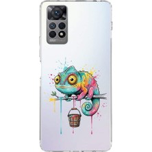 PrintiFy Redmi Note 11 Pro ile Uyumlu Splash Bukalemun Tasarımlı Slimfit Şeffaf Silikon Kılıf