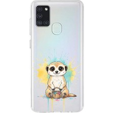 PrintiFy Samsung Galaxy A21S ile Uyumlu Splash Mirket Tasarımlı Slimfit Şeffaf Silikon Kılıf