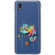 PrintiFy Samsung Galaxy A01 Core ile Uyumlu Splash Bukalemun Tasarımlı Şeffaf Silikon Kılıf