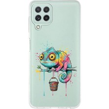 PrintiFy Samsung Galaxy M32 ile Uyumlu Splash Bukalemun Tasarımlı Slimfit Şeffaf Silikon Kılıf