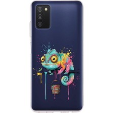 PrintiFy Samsung Galaxy A03S ile Uyumlu Splash Bukalemun Tasarımlı Slimfit Şeffaf Silikon Kılıf