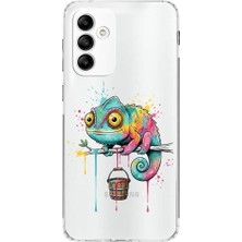 PrintiFy Samsung Galaxy M13 ile Uyumlu Splash Bukalemun Tasarımlı Şeffaf Silikon Kılıf
