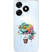 PrintiFy Tecno Spark 10C ile Uyumlu Splash Bukalemun Tasarımlı Şeffaf Silikon Kılıf