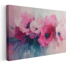 Artarilion Yatay Kanvas Tablo Pembe Cicekler Modern Duvar Tablosu Kanvas Salon Ofis Tablosu