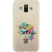 PrintiFy Samsung Galaxy J7 Duo ile Uyumlu Splash Bukalemun Tasarımlı Slimfit Şeffaf Silikon Kılıf