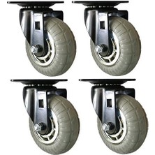 Mena Rise Donanım 8270E Tasarım Rulo 12,7 cm Yumuşak Kauçuk Krom & Siyah Caster, 4 Adet