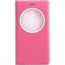 Mena Rise Asus Zenfone 3 ZE552KL Kılıf Kapaklı Iç Kısım Silikonpencereli Koruma Kap Pembe Açık