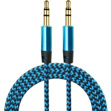 Mena Rise Aux 3.5mm Data Ses Örgü Kablo Mavi