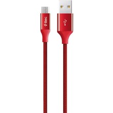 Mena Rise Alumicable Micro USB 1m. Şarj Kablosu - Kırmızı (2DK11K)