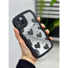 Mena Rise Go Aksesuar 13-14 ile Uyumlu Aynalı Siyah Kalp Model Silikon Kılıf