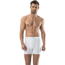 Jiber Erkek Tekli Beyaz Paçalı Pamuklu Boxer