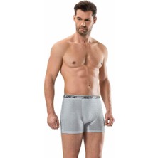 Jiber Erkek Düz Desenli Normal Paça Likralı Stretch Boxer 3'lü Paket Gri Renk