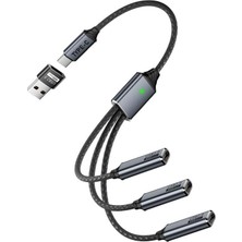 Mena Rise 3'lü Type-C Çoklayıcı 25 cm Hızlı Şarj ve 480 Mbps Veri Aktarımı 3cc