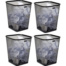 Mena Rise Reader Mesh Çöp Kovası, Atık Kağıt Sepeti, Kare, Ofis, Metal Örgü, 9.8 "u x 9.8" G x 12.25" H, 4'lü Set, Siyah