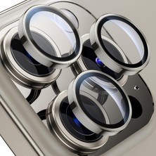 Mena Rise 15 Pro Max 15 Pro Için Kamera Lens Koruyucu Kamera Koruyucu Ultra Ince Yüksek Kaliteli Cam Lens Mercek Koruyucu (Naturel Titanyum)