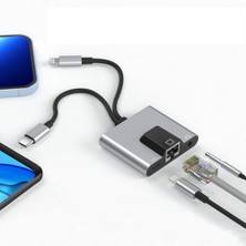 Mena Rise 3 In 1 Arada iphone ile Uyumlu Lightning/type-C - Ethernet Adaptörü - Telefon/tablet Ethernet Lan Ağ Adaptörü, Adaptörü Tak ve Çalıştır ZR815