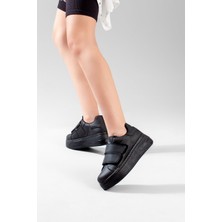 Mevese Kadın Siyah Yüksek Topuklu Spor Ayakkabı , Snekaer