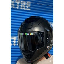 Banxtre Dekoratif Hologramlı Ride Or Die Sticker Kask-Vizör Için Etiket (1 Adet)