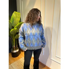 FLZTAS Baklava Desen Yumoş Kazak Gri