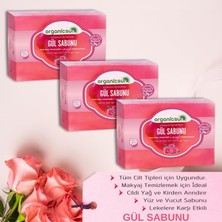 Mena Rise Organicsun Doğal Gül Sabunu 140 gr x 3 Adet Tüm Cilt Tipleri Için Onarıcı Besleyici Natural