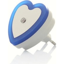 Usin Mavi Işık Kalp Tip Otomatik Gece Yanıp Gündüz Sönen Işık Sensörlü Ledli Gece Lambası