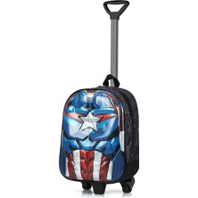 Mena Rise Anaokulu Çocuk Çekçekli Valiz Sırt Çantası Çekçekli Erkek Çocuk Süper Kahraman Çizgi Film Karakter Abs Ön Yüzey 5d Boyutlu Siyah Mavi
