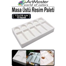 ArtMaster Masaüstü Resim Paleti 10 Hazneli 1 Adet 11X19 cm Boya Paleti Sanatsal Boyalar Için Masaüstü Palet Akrilik Boya Guaj Boya