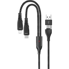 Mena Rise 4in1 20V 5A Pd 100W Type-C Hızlı Şarj Kablo, 9V 3A 27W ile Uyumlu Ligtning