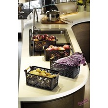 Mena Rise Çok Amaçlı Tutacaklı Organizer Sepet - Dolap Içi & Çekmece Düzenleyici Sepet - Siyah, 24121810017