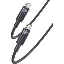 Mena Rise 60W Type-C To Type-C Otomatik Şarj Kesme Özellikli Pd Hızlı Şarj Kablosu, 1.2 Metre